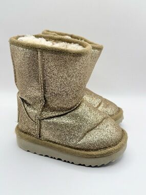 Ugg Australia Gold Glitter Short Boots Baby Toddler Girl Size 6